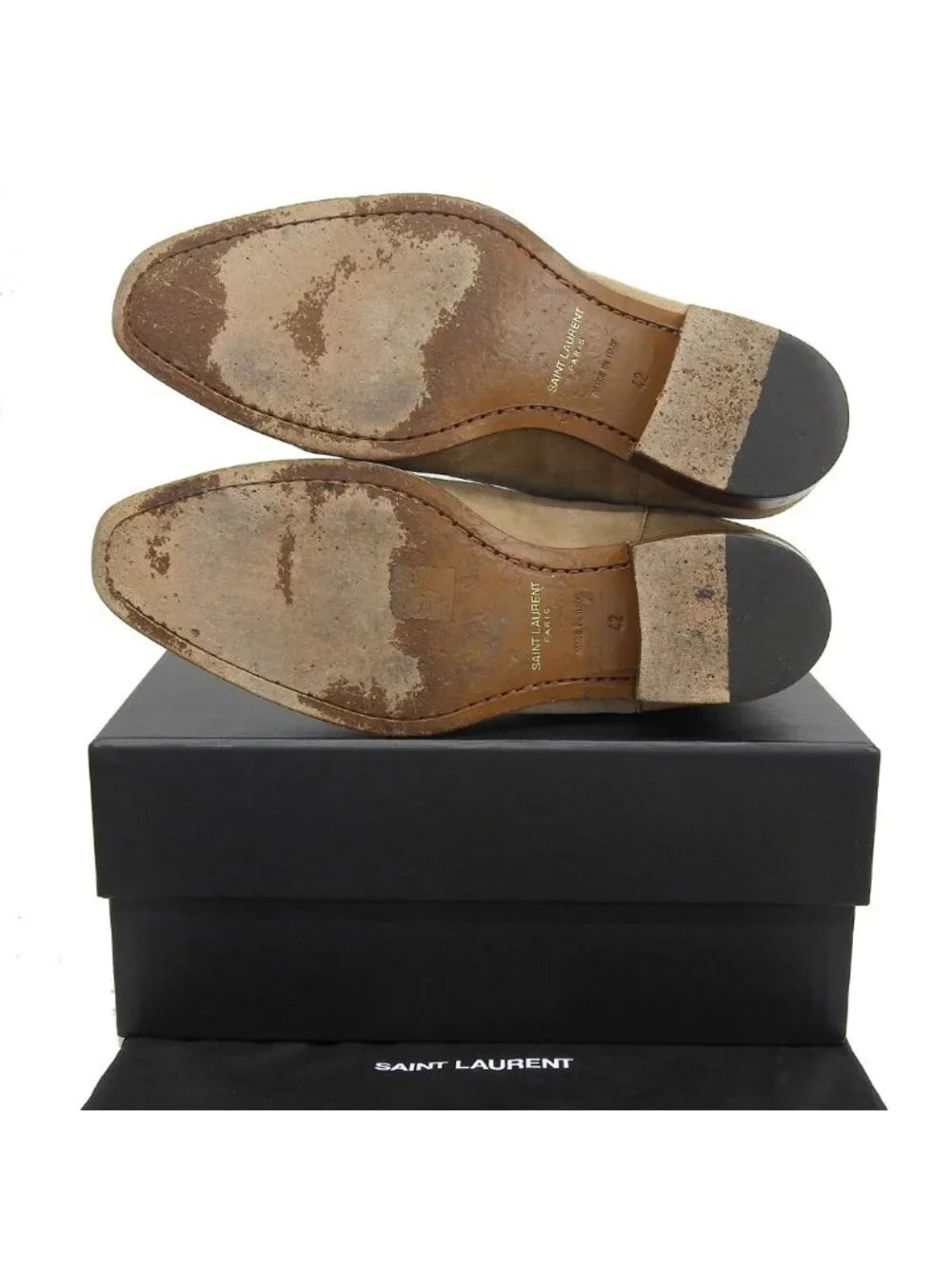 Saint Laurent Paris Suede Side Gore Boots Beige